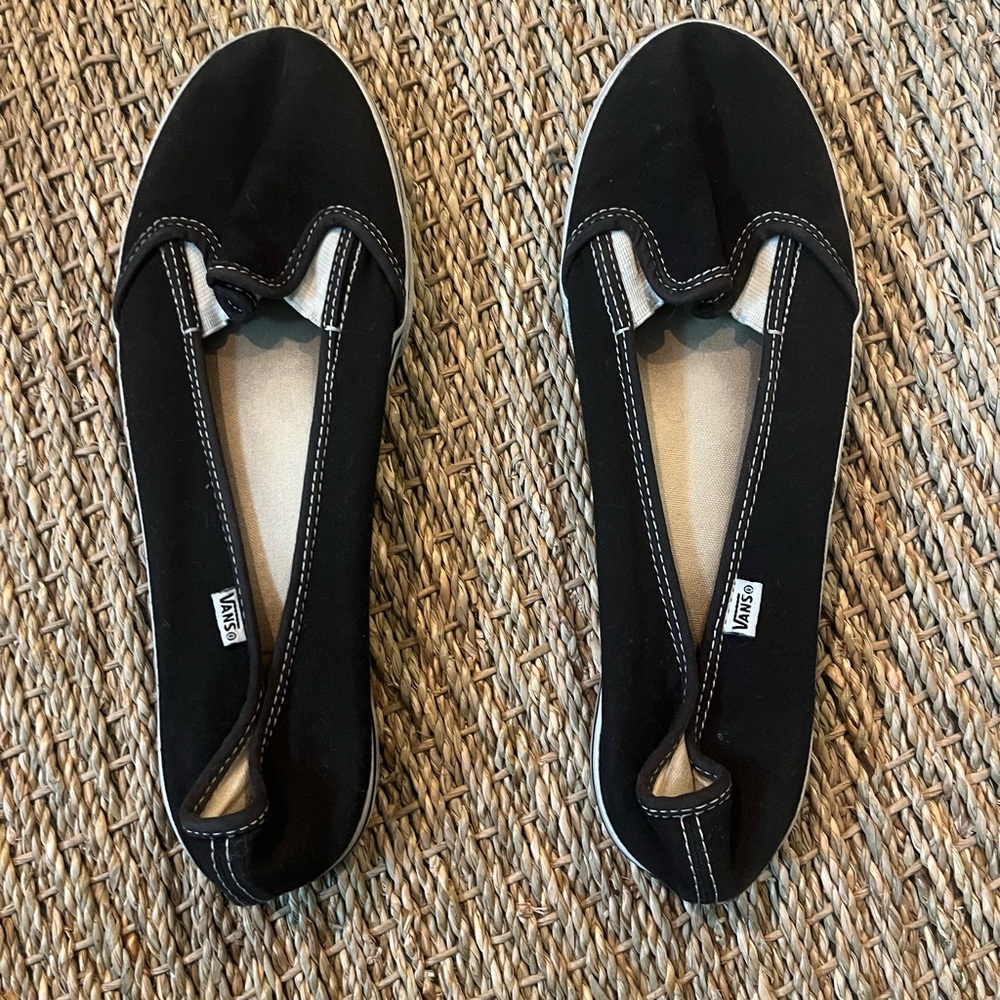 Vans Women's Black Canvas Slip-On Sneakers Womens Size 7.5